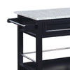 Spacious Wooden Kitchen Cart with Granite Inlaid Top, Black and Gray