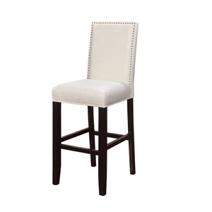 Fabric Upholstered Wooden Bar Stool with Nailhead Trim,White and Black