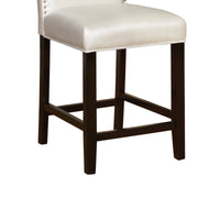 Wooden Counter Stool with Faux Leather Upholstery, White and Black