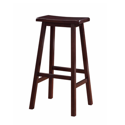 29 Inch Wooden Saddle Stool with Slanted Legs, Brown