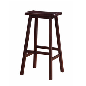 29 Inch Wooden Saddle Stool with Slanted Legs, Brown