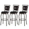 3 Piece Metal Adjustable Stool with Cushioned Seat and Backrest, Brown