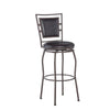 3 Piece Metal Adjustable Stool with Cushioned Seat and Backrest, Brown