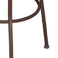 3 Piece Metal Adjustable Stool with Cushioned Seat and Backrest, Brown