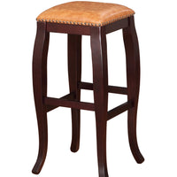 Square Shape Wooden Bar Stool with Nailhead Trim Accents, Brown