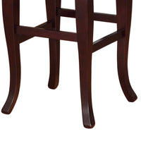 Wooden Bar Stool with Cushioned Seat and Nailhead Trim Edge, Brown