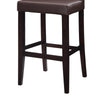 Wooden Bar Stool with Padded Seat and Open Backrest, Brown
