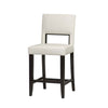 Wooden Counter Stool with Padded Seat and Backrest, Brown and White