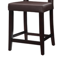 Wooden Counter Stool with Padded Seat and Open Backrest, Brown