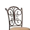 Metal Counter Stool with Cushioned Seat and Scrollwork Details, Brown