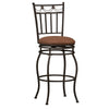 Metal Bar Stool with Fabric Upholstered Seat, Black and Brown