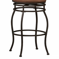 Metal Bar Stool with Fabric Upholstered Seat, Black and Brown