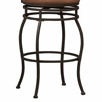 Metal Counter Stool with Fabric Upholstered Seat, Black and Brown