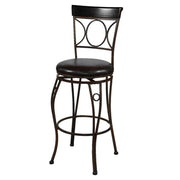 Metal Counter Stool with Leatherette Swivel Seat, Black and Brown