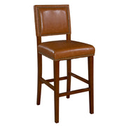 Wooden Counter Stool with Faux Leather Upholstery, Brown
