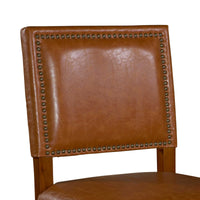 Wooden Counter Stool with Faux Leather Upholstery, Brown