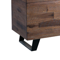 46 Inch Wooden Storage Trunk with Angled Sled Legs, Brown and Black