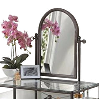 Classic Metal Vanity Set with Cheval Mirror and Stool, Black