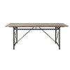 Industrial Design Wood and Metal Dining Table with Grooved Top, Gray