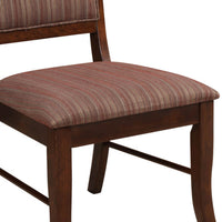 Wooden Side Chair with Fabric Upholstered Seat and Back, Brown, Set of Two