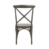 Metal Framed Side Chair with Wooden Seat and X Shape Backrest, Gray, Set of Two