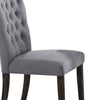 Fabric Upholstered Wooden Side Chair with Nail head Trim Accents, Gray and Brown, Set of Two