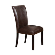 Wooden Side Chair with Faux Leather Padded Seat and Backrest, Brown, Set of Two