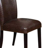 Wooden Side Chair with Faux Leather Padded Seat and Backrest, Brown, Set of Two