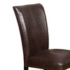 Wooden Side Chair with Faux Leather Padded Seat and Backrest, Brown, Set of Two