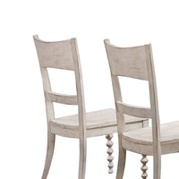 Traditional Style Wooden Side Chair with Turned Legs, White, Set of Two