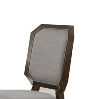 Transitional Fabric Upholstered Wooden Side Chair with Tapered Legs, Gray and Brown, Set of Two