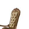 Wooden Side Chair with Claw Legs and Leatherette Seat, Beige and Gold, Set of Two