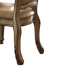 Faux Leather Upholstered Wooden Side Chair with Angled Legs, Gold, Set of Two
