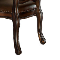 Faux Leather Upholstered Wooden Side Chair Button Tufted Back, Brown, Set of Two