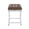 Contemporary Stool Padded Armless Wooden Base with Acrylic Cross Legs,  Brown