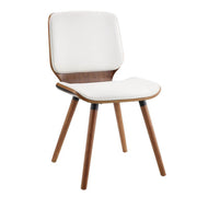 Light Weight Accent Chair Foam Cushion Metal frame, White PU & Walnut