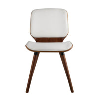 Light Weight Accent Chair Foam Cushion Metal frame, White PU & Walnut