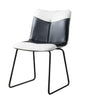 Accent Chair Foam Cushion Metal frame, Black-White PU & Black