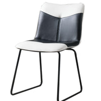 Accent Chair Foam Cushion Metal frame, Black-White PU & Black