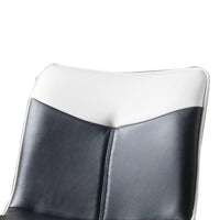 Accent Chair Foam Cushion Metal frame, Black-White PU & Black