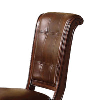Faux Leather Upholstered Wooden Counter Height Chair with Tufted Backrest, Brown, Set of Two