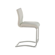 Faux Leather Padded Seat and Back Metal Counter Height Chair with C Shaped Legs, White, Set of Two