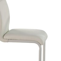 Faux Leather Padded Seat and Back Metal Counter Height Chair with C Shaped Legs, White, Set of Two