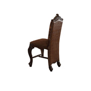 Faux Leather Upholstered Wooden Counter Height Chair with Nail head Trim, Brown, Set of Two