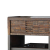 Metal Framed Wooden TV Stand with Two Spacious Drawers, Oak Brown and Gray