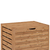 Bamboo Hamper with Slated Design and Flip Top Lid, Brown