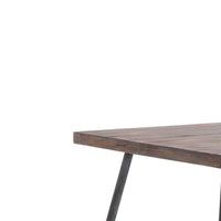 54 Inch Wooden Dining Table with Metal Angled Legs, Brown and Gray