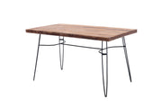 54 Inch Wooden Dining Table with Metal Hairpin Legs, Brown and Black