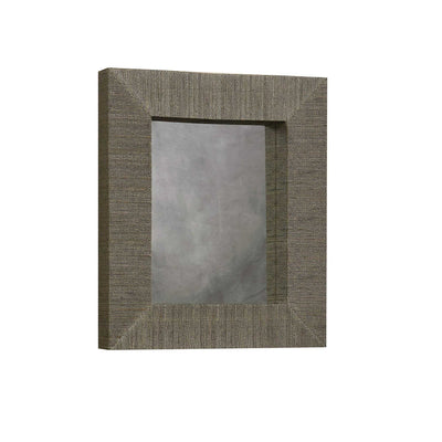 Mendong and Wood Frame Wall Mirror with Raised Edges, Black and Brown