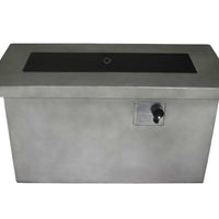 Cement Gas Fire Pit Table with Metal Lid and Control Panel, Gray